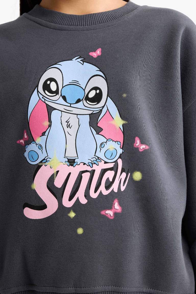 Kız Çocuk Disney Lilo & Stitch 2'li Takım Sweatshirt Eşofman Altı