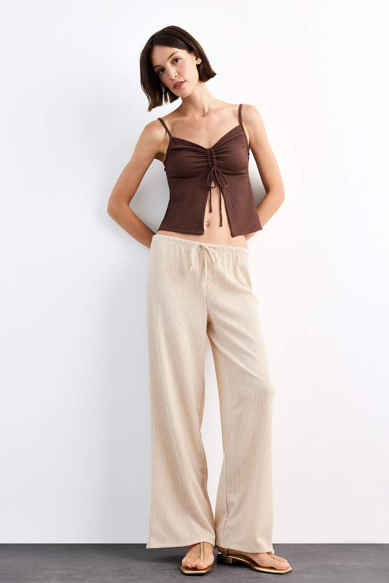 Relax Fit Normal Bel Düz Paça Bürümcük Pantolon