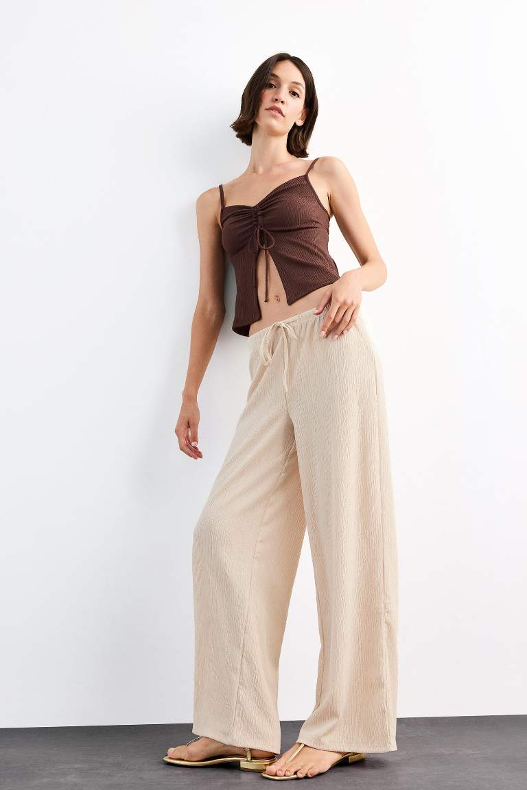 Relax Fit Normal Bel Düz Paça Bürümcük Pantolon