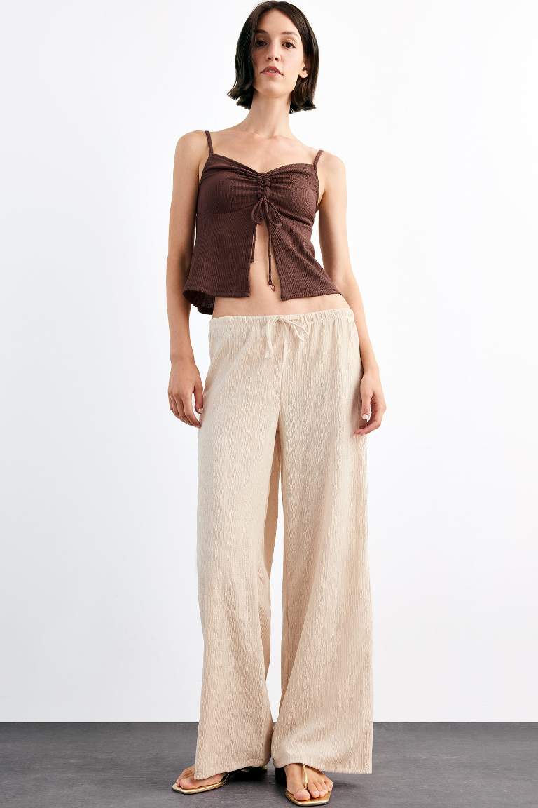 Relax Fit Normal Bel Düz Paça Bürümcük Pantolon
