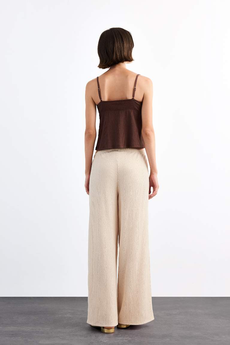 Relax Fit Normal Bel Düz Paça Bürümcük Pantolon
