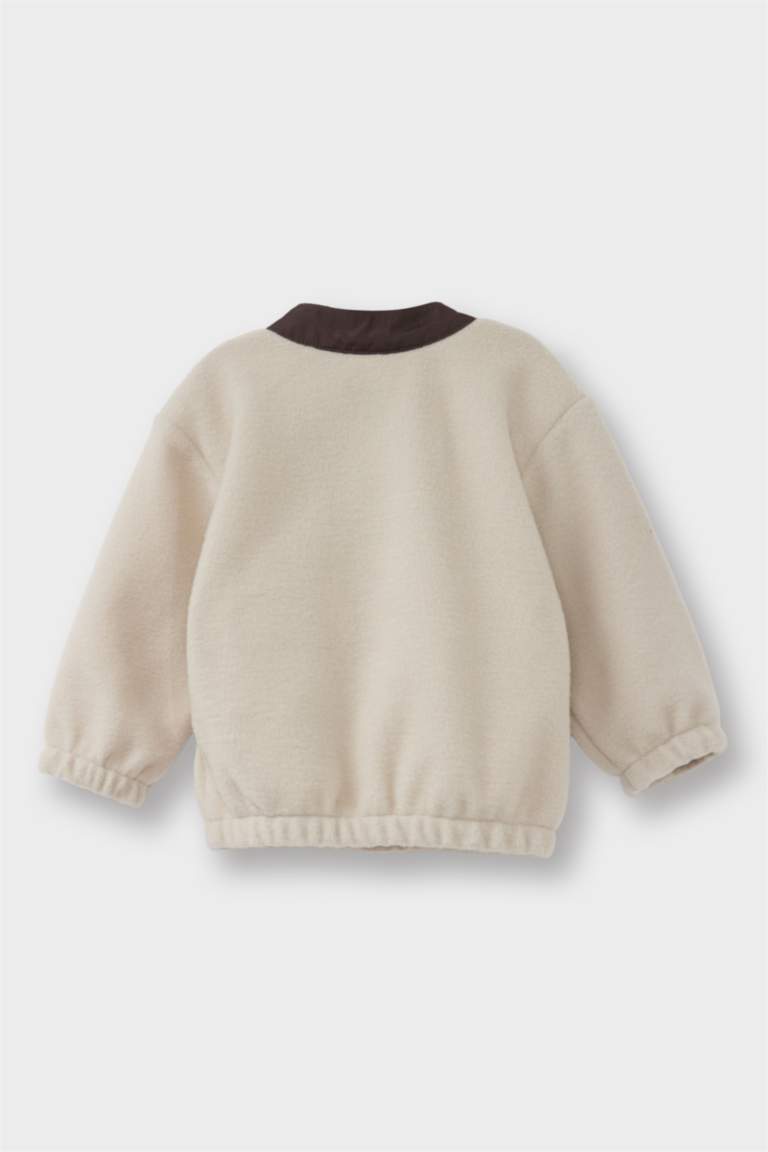 Erkek Bebek Baskılı Düğmeli Polar Sweatshirt