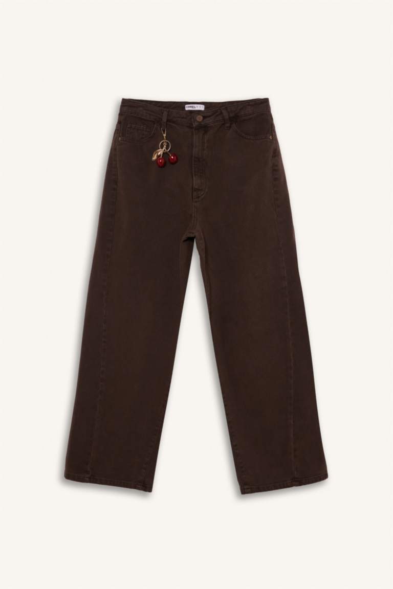 Barrel Fit Regular Waist Cherry Charm Gabardine Trousers