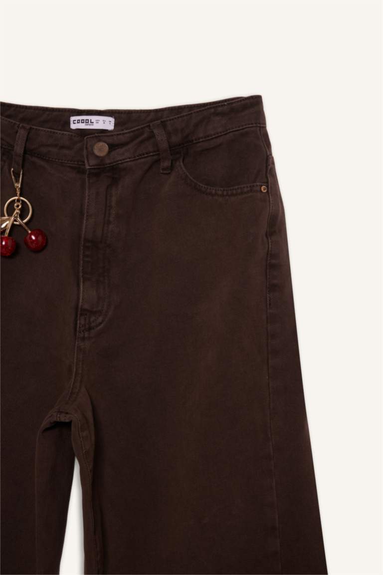 Barrel Fit Regular Waist Cherry Charm Gabardine Trousers