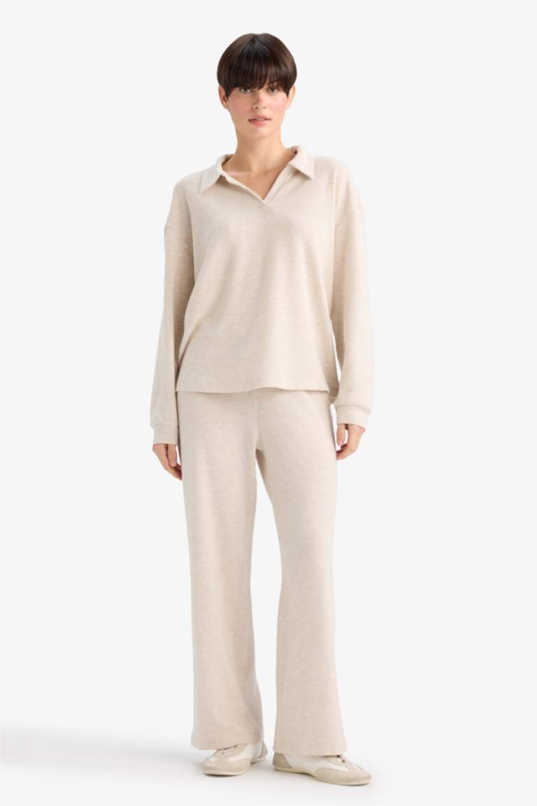 Pijama Takımı Regular Fit Uzun Kollu Velur Üst Uzun Alt-Fall in Love