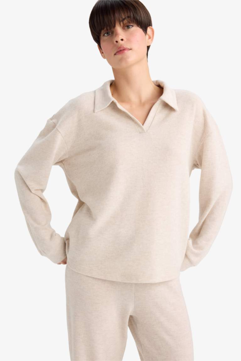 Pijama Takımı Regular Fit Uzun Kollu Velur Üst Uzun Alt-Fall in Love