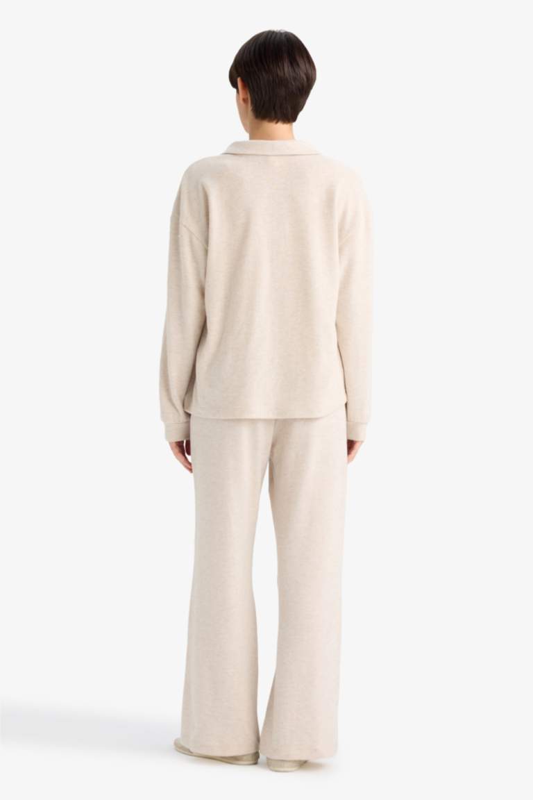 Pijama Takımı Regular Fit Uzun Kollu Velur Üst Uzun Alt-Fall in Love