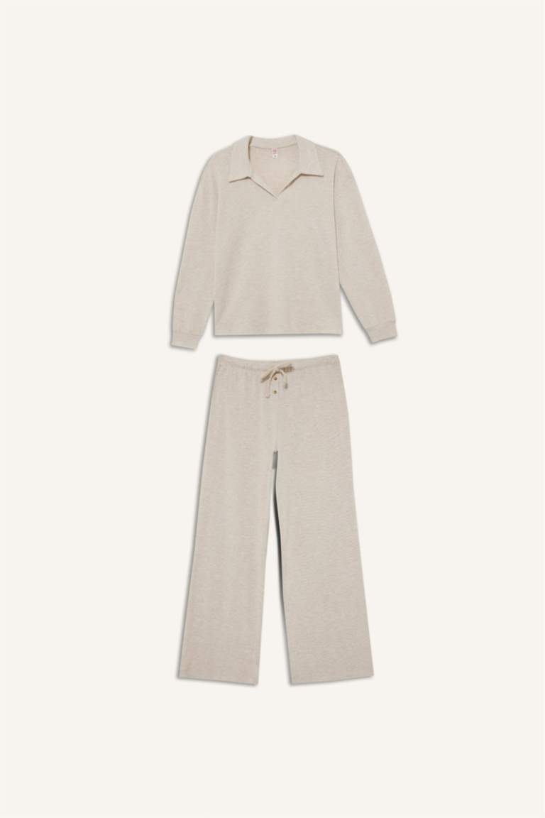 Pijama Takımı Regular Fit Uzun Kollu Velur Üst Uzun Alt-Fall in Love