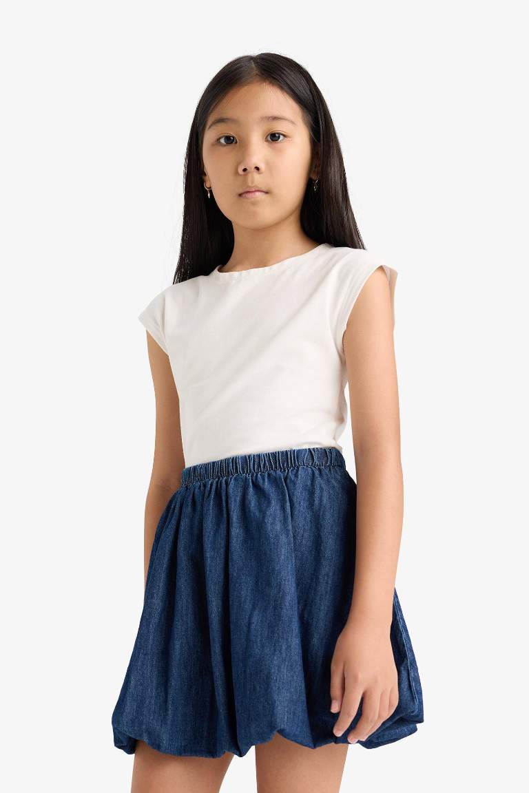 Girl Denim Balloon Fit Skirt