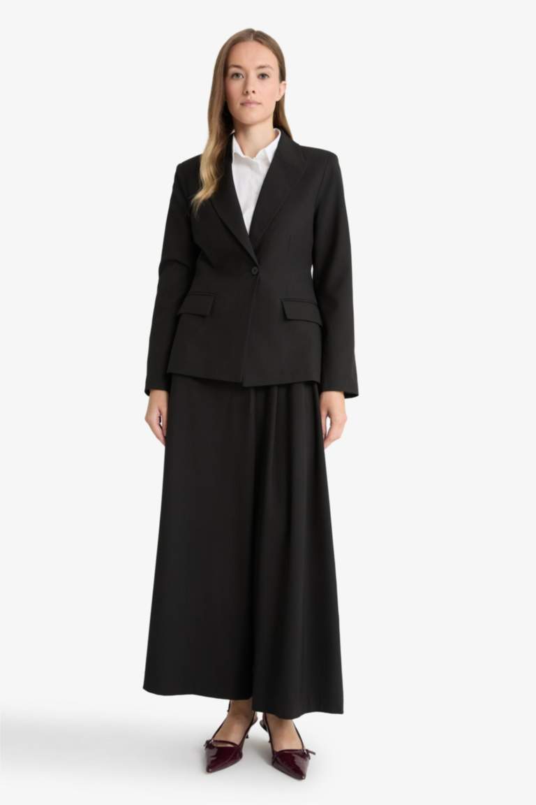 Regular Fit Wide Leg Woven Trousers