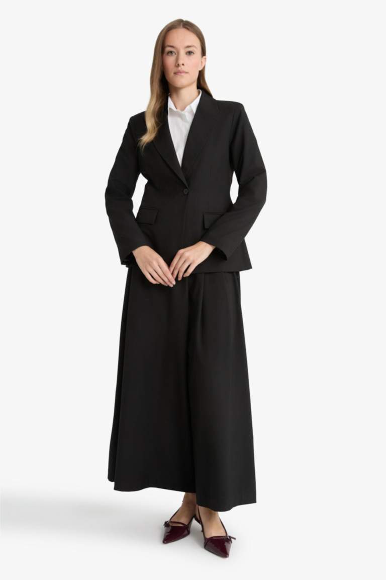 Regular Fit Wide Leg Woven Trousers
