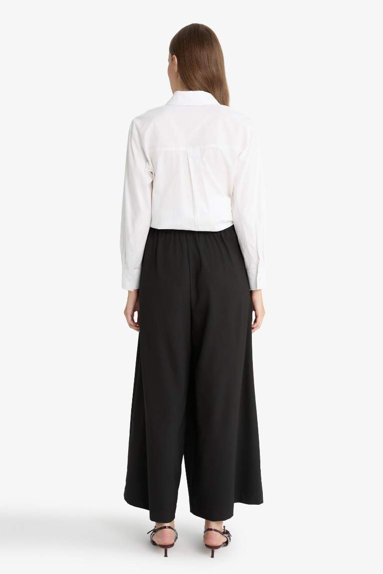 Regular Fit Wide Leg Woven Trousers