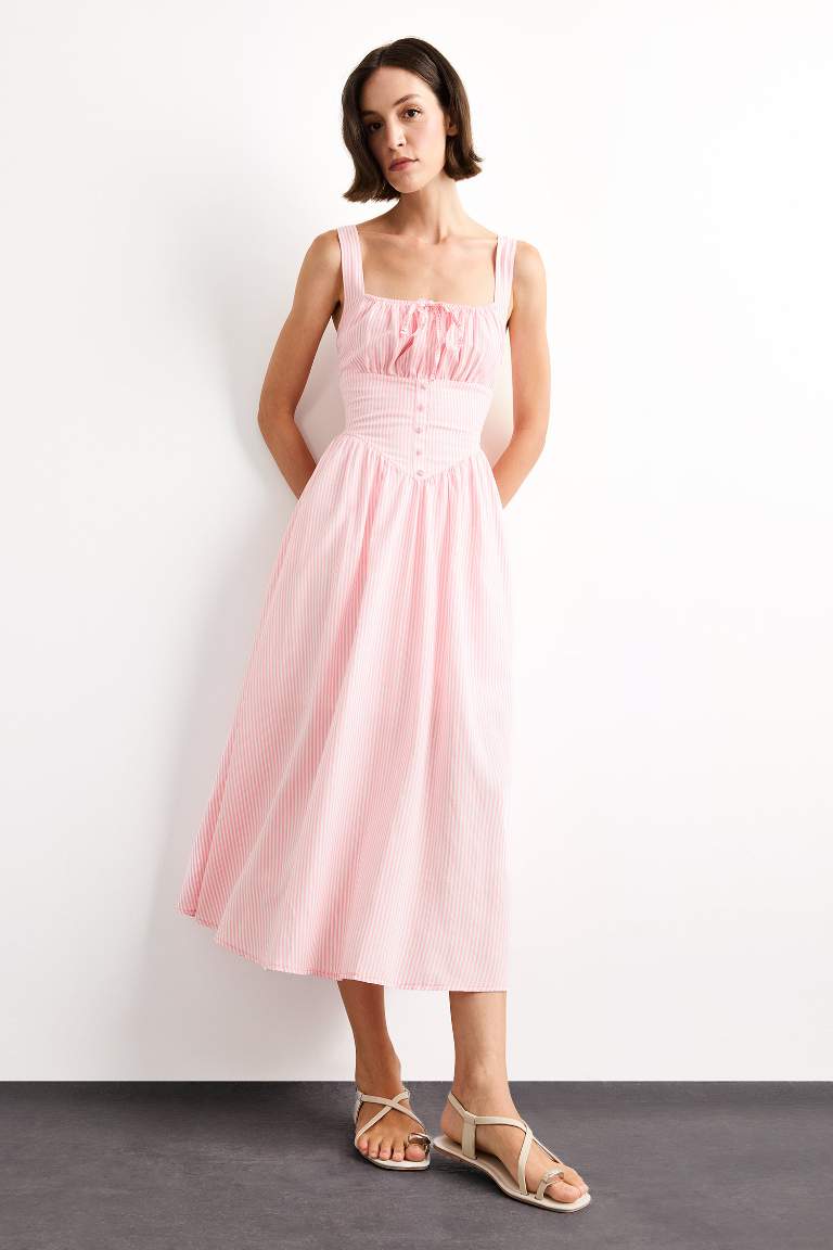 Square Neck Strappy Maxi Dress