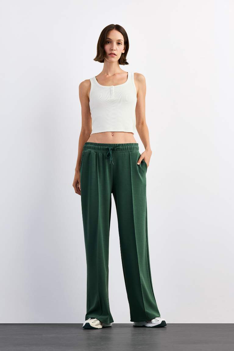 Relax Fit Normal Bel Düz Paça Modal Pantolon