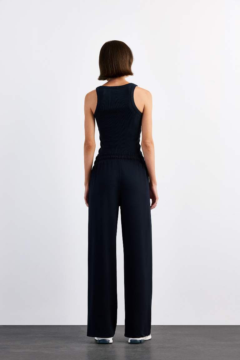 Relax Fit Normal Bel Düz Paça Modal Pantolon