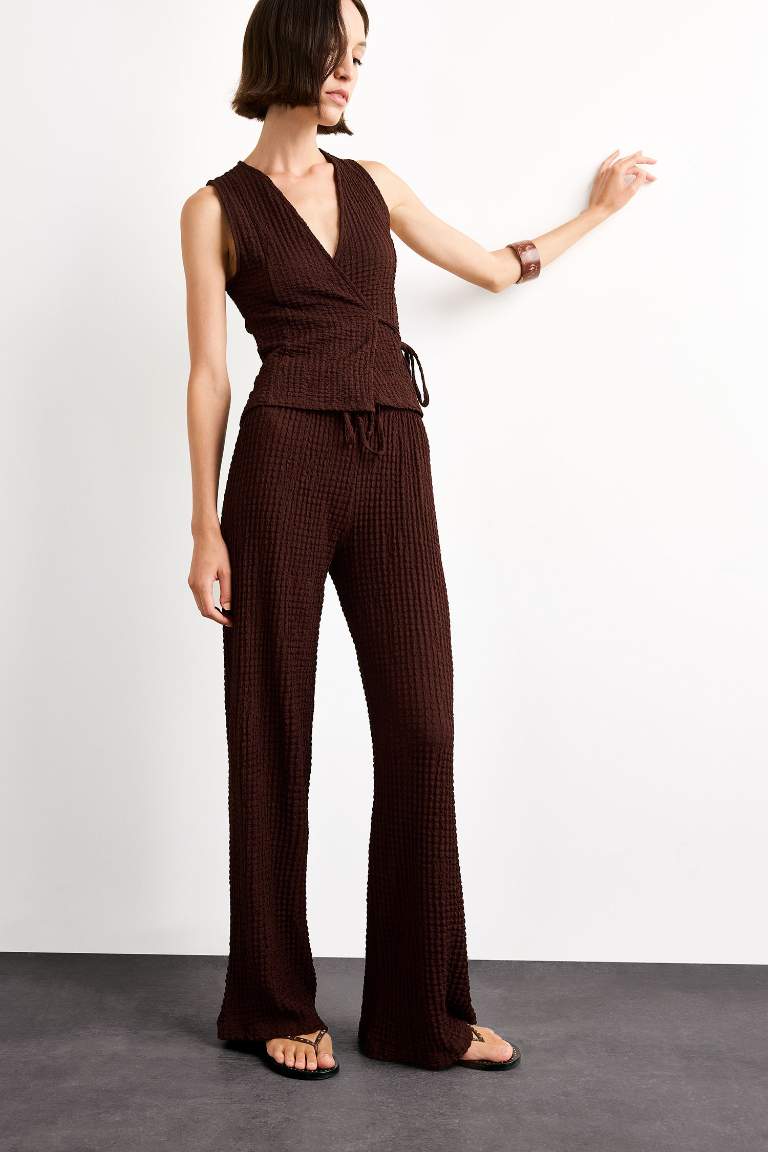 Relax Fit Normal Bel Düz Paça Bürümcük Pantolon