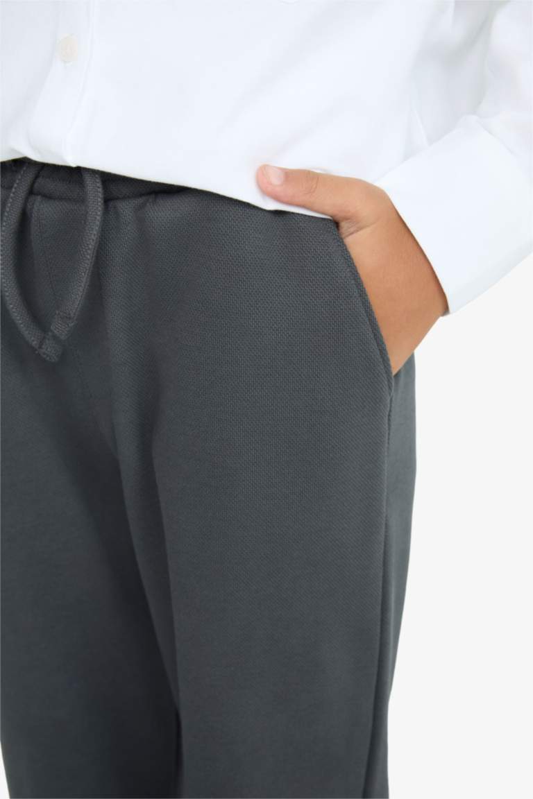 Erkek Çocuk Beli Lastikli Düz Paça Pike Eşofman Altı