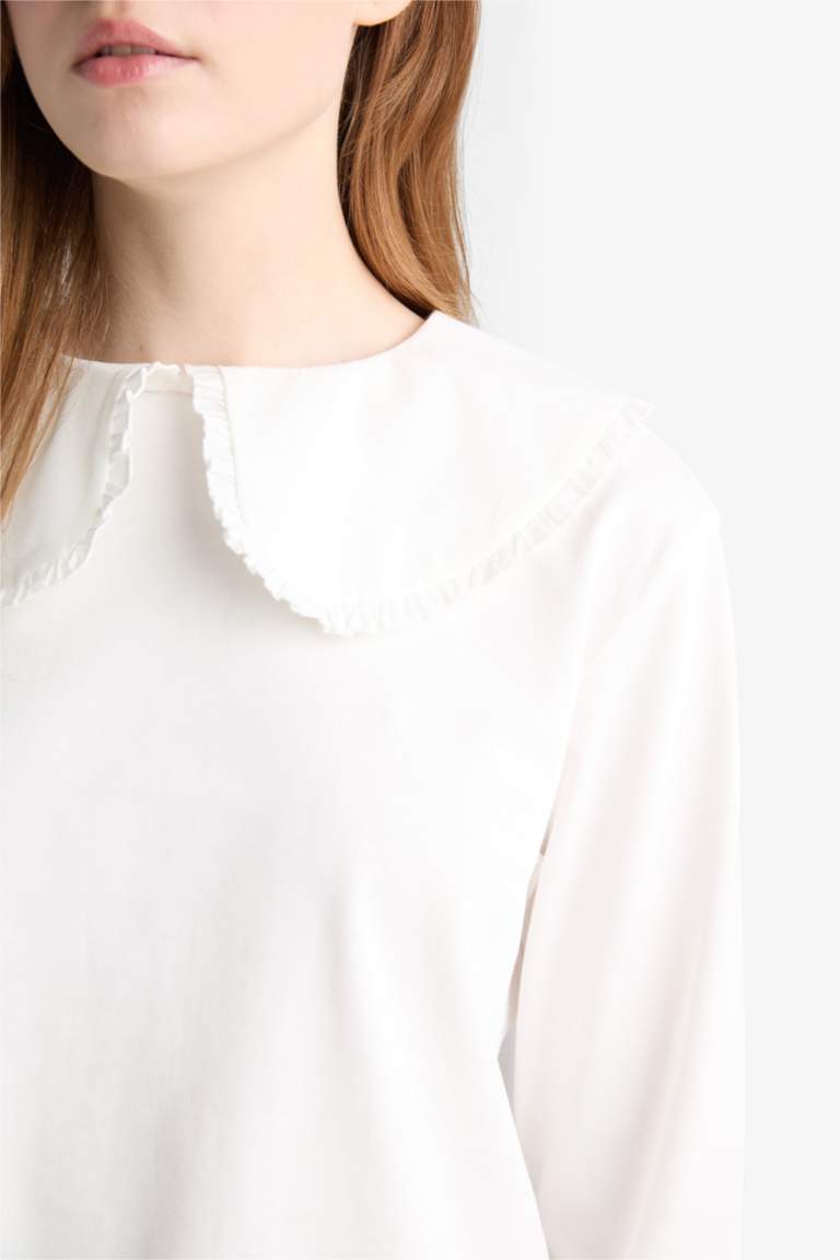 تونيك كم طويل قصة مريحة بياقة مستديرة