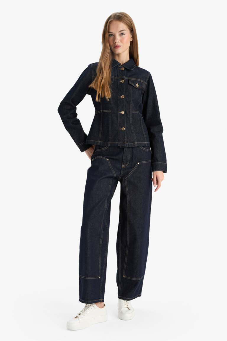 Jean long taille haute Coupe barrel