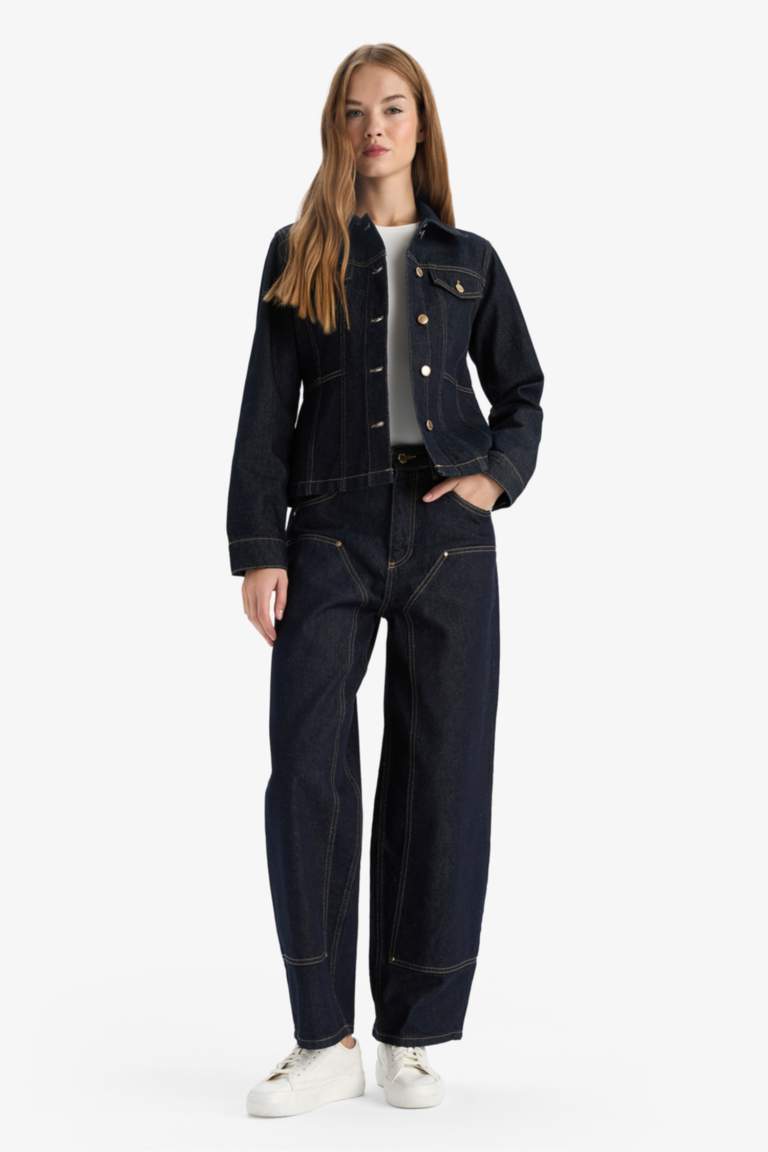 Jean long taille haute Coupe barrel