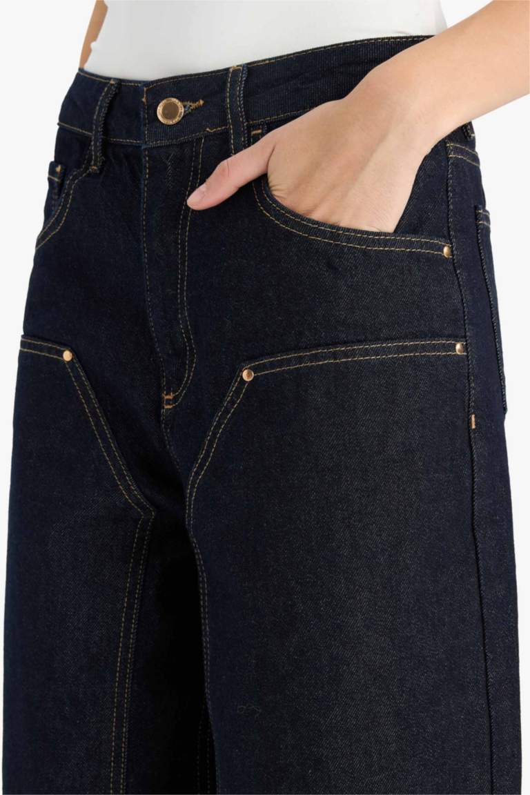 Jean long taille haute Coupe barrel