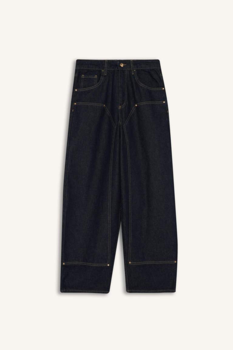 Jean long taille haute Coupe barrel