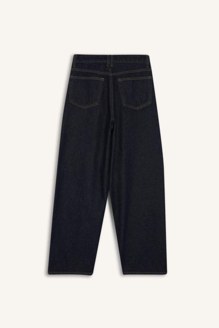 Jean long taille haute Coupe barrel