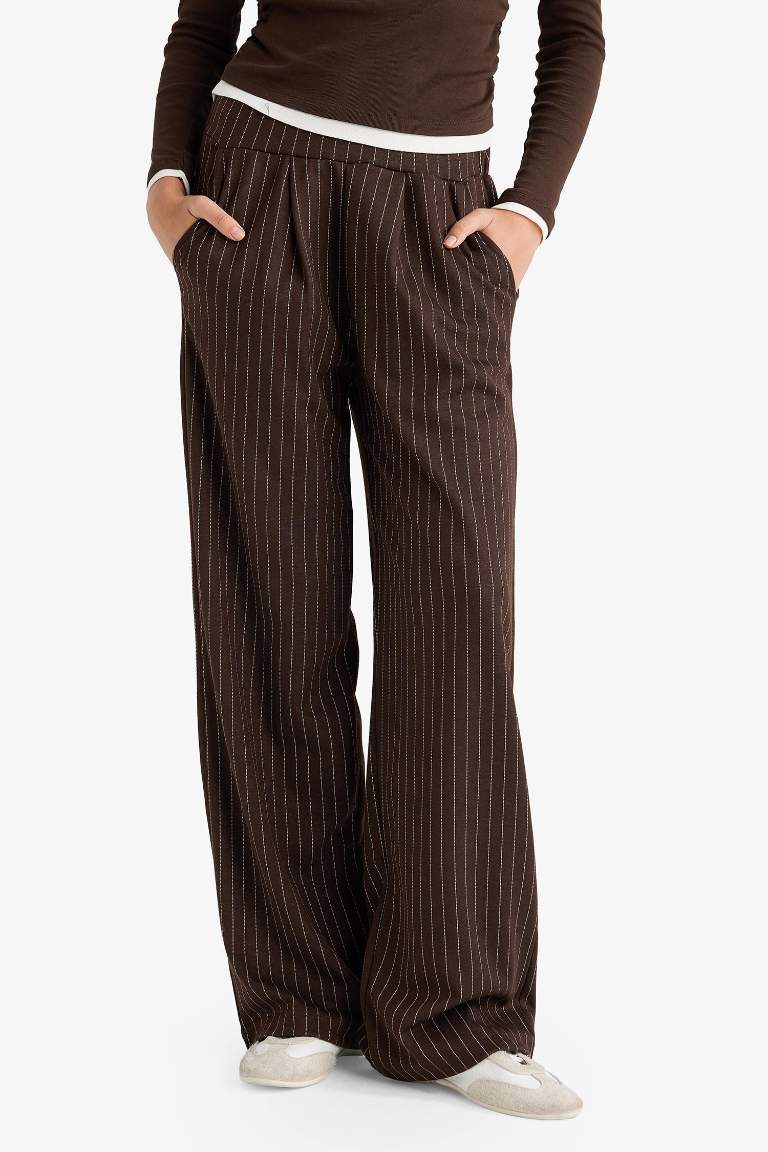 Wide Leg Striped Trousers