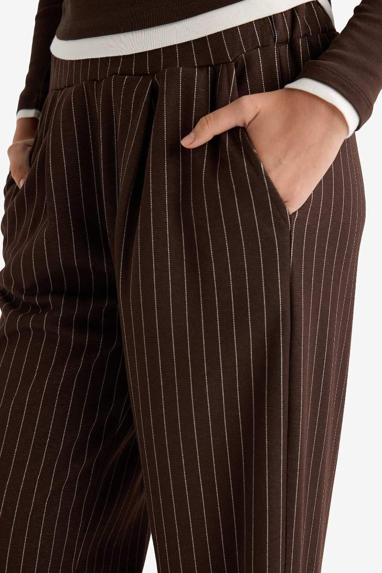 Wide Leg Striped Trousers