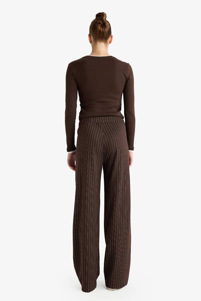 Wide Leg Striped Trousers