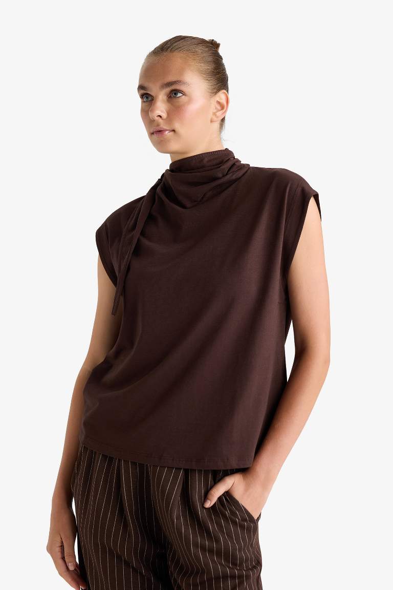 Slim Fit Half Turtleneck Blouse