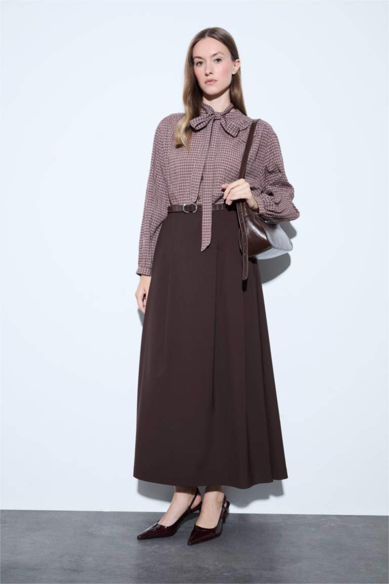 Regular Fit Flanel Plaid Long Sleeve Tunic