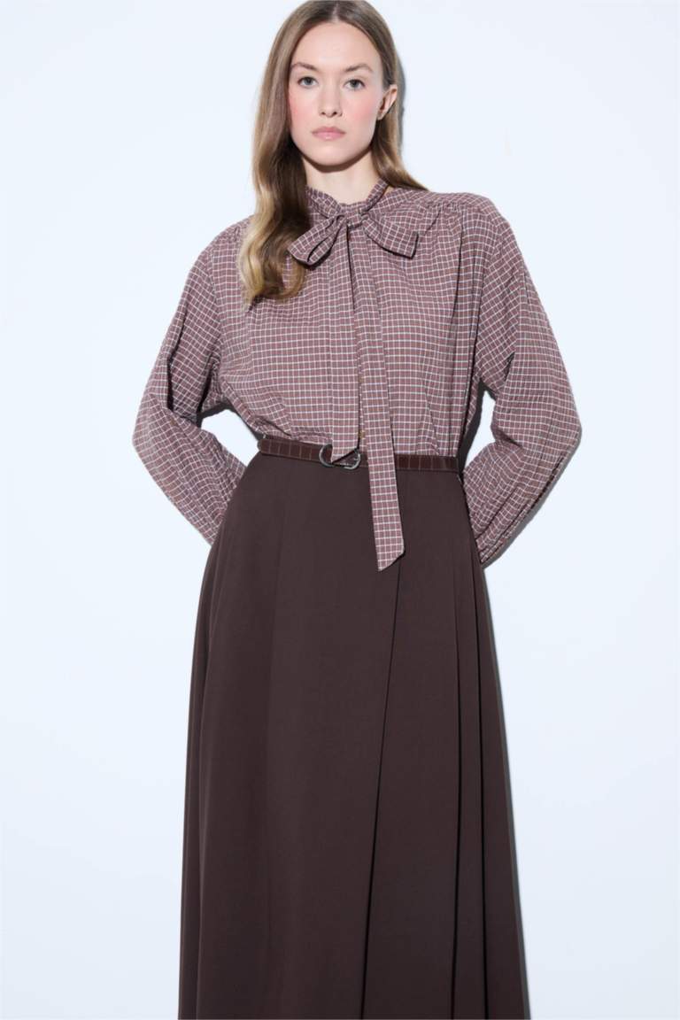 Regular Fit Flanel Plaid Long Sleeve Tunic