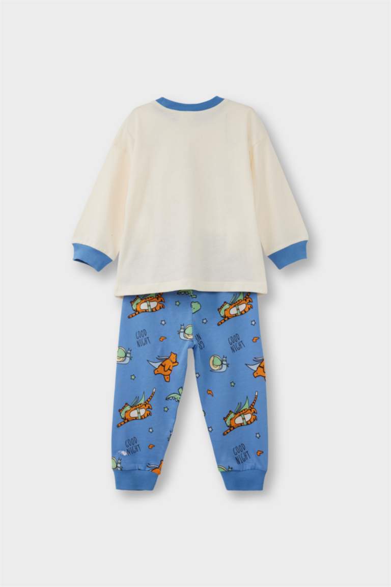 Erkek Bebek Pijama Takımı Desenli Uzun Kollu Penye Üst Uzun Alt