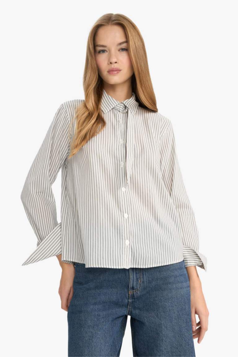 Рубашка с длинными рукавами, стандартный крой