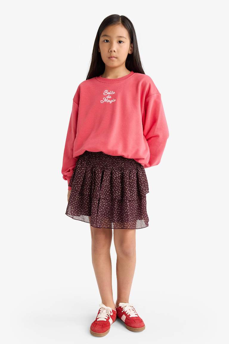 Girl Tulle Floral Print Skirt