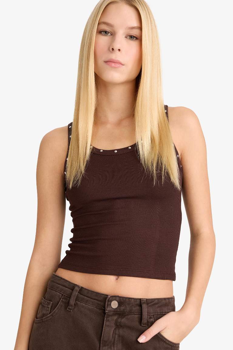 Fitted Square Neck Ribbed Camisole Tank Top