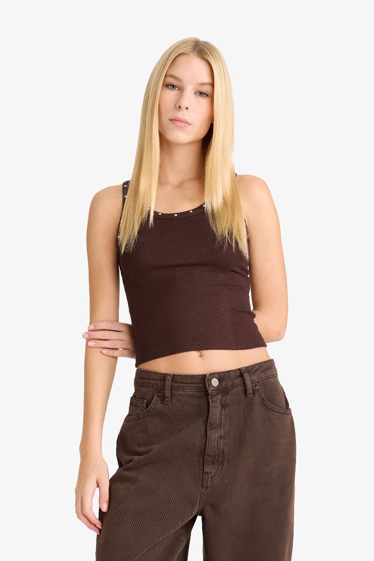 Fitted Square Neck Ribbed Camisole Tank Top