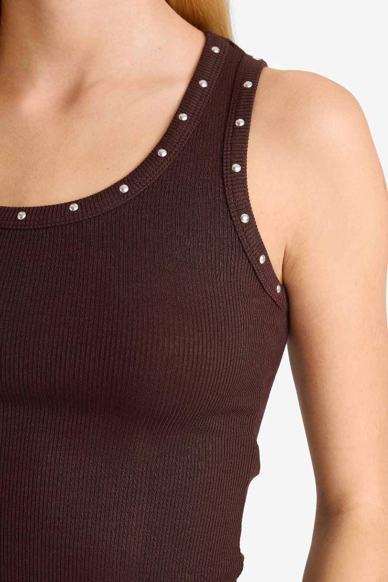 Fitted Square Neck Ribbed Camisole Tank Top