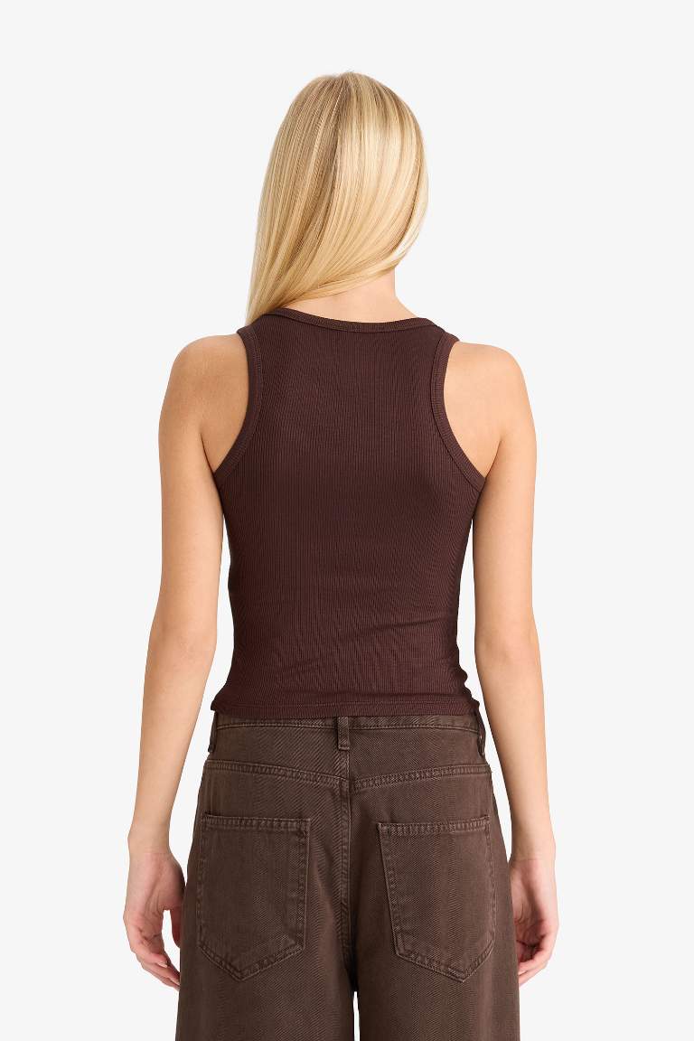 Fitted Square Neck Ribbed Camisole Tank Top