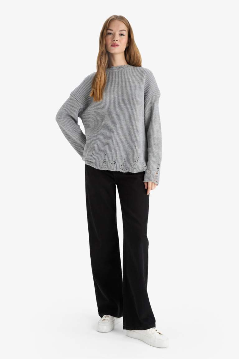 Overshirt Fit Crew Neck Pullover