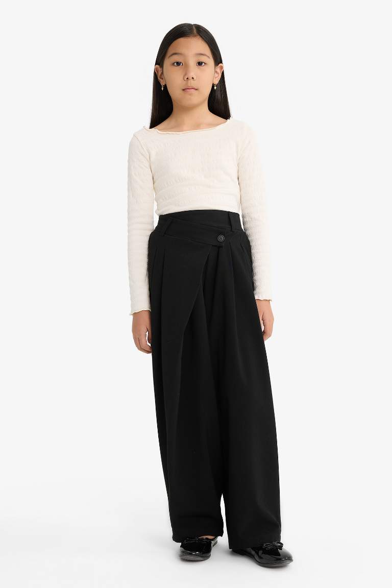 Детские габардиновые брюки Baggy Fit с широкими штанинами