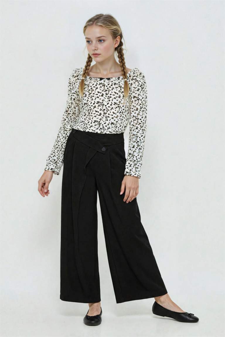 Girl Baggy Fit Gabardine Trousers