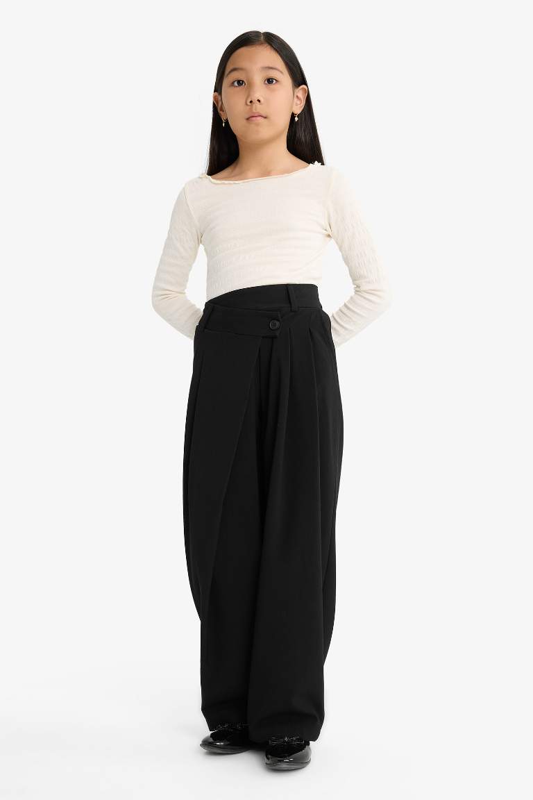 Детские габардиновые брюки Baggy Fit с широкими штанинами