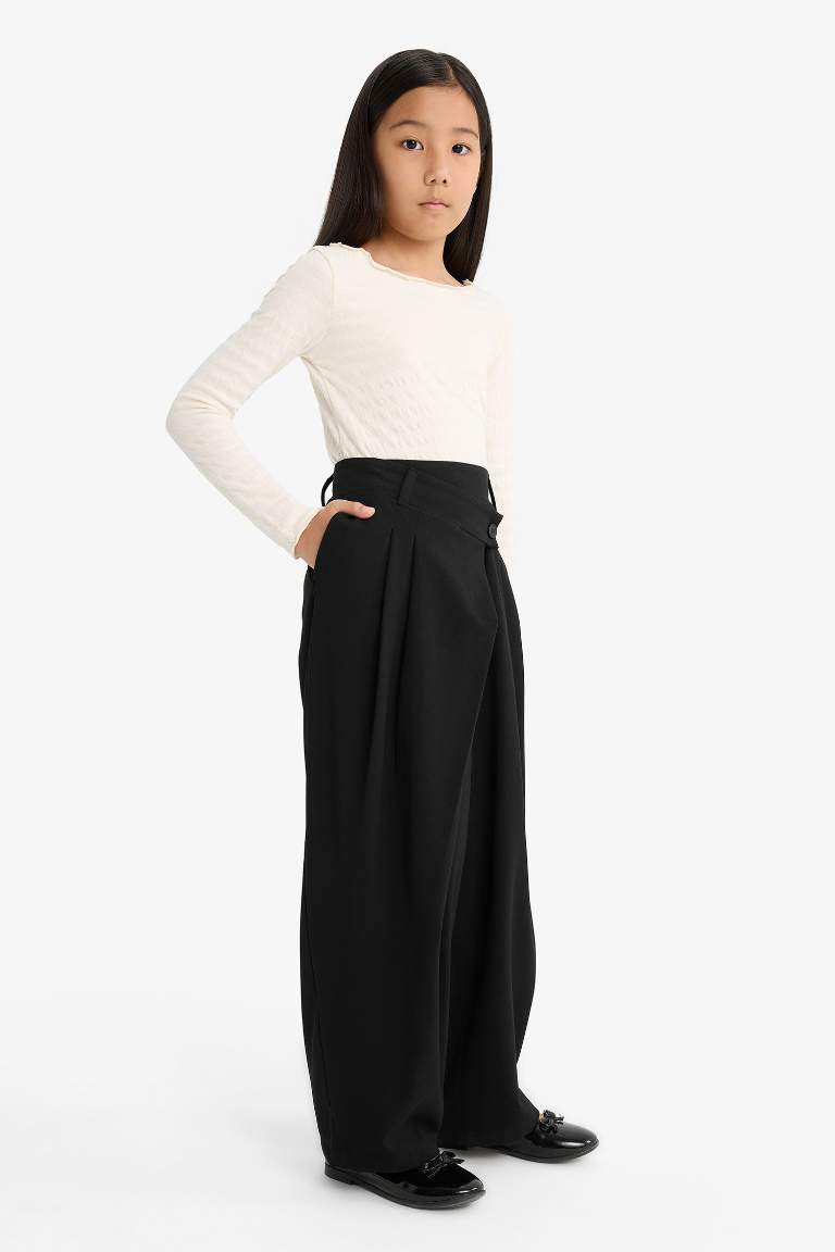 Детские габардиновые брюки Baggy Fit с широкими штанинами