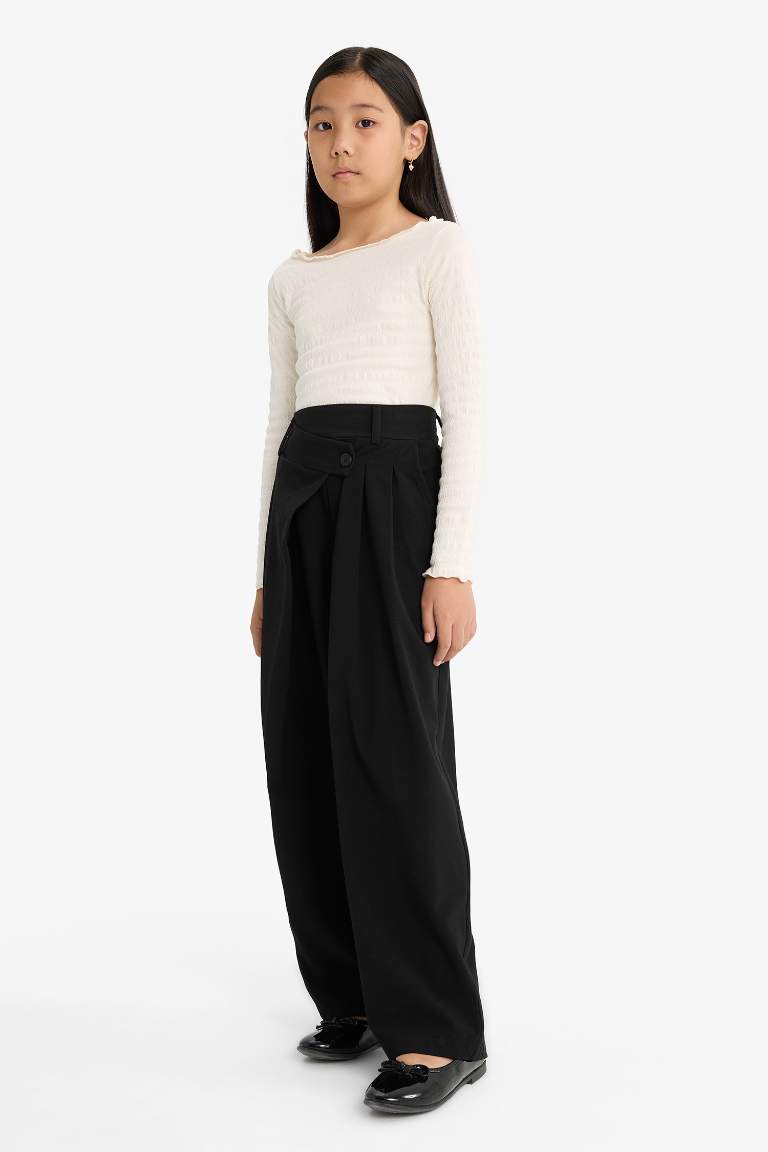 Детские габардиновые брюки Baggy Fit с широкими штанинами