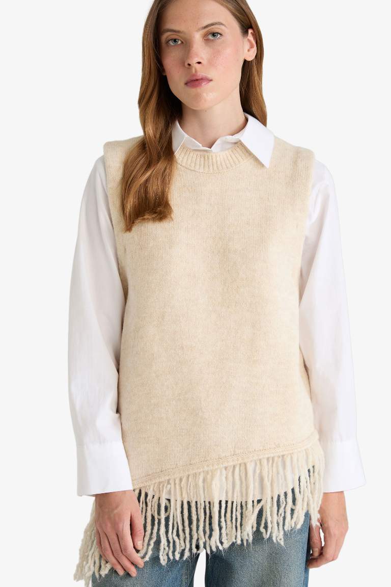 Oversize Fit Crew Neck Knitwear Vest