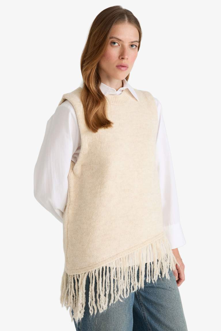 Oversize Fit Crew Neck Knitwear Vest