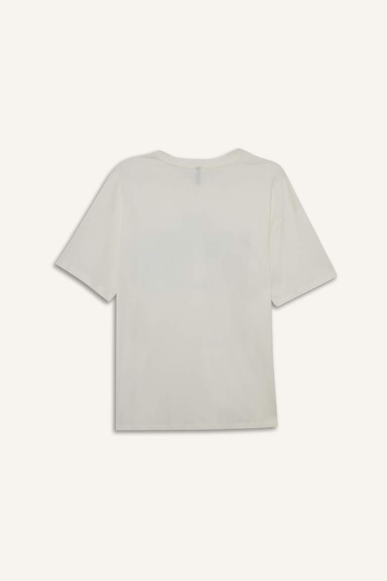 Oversize Fit Crew Neck Printed Short Sleeve T-Shirt