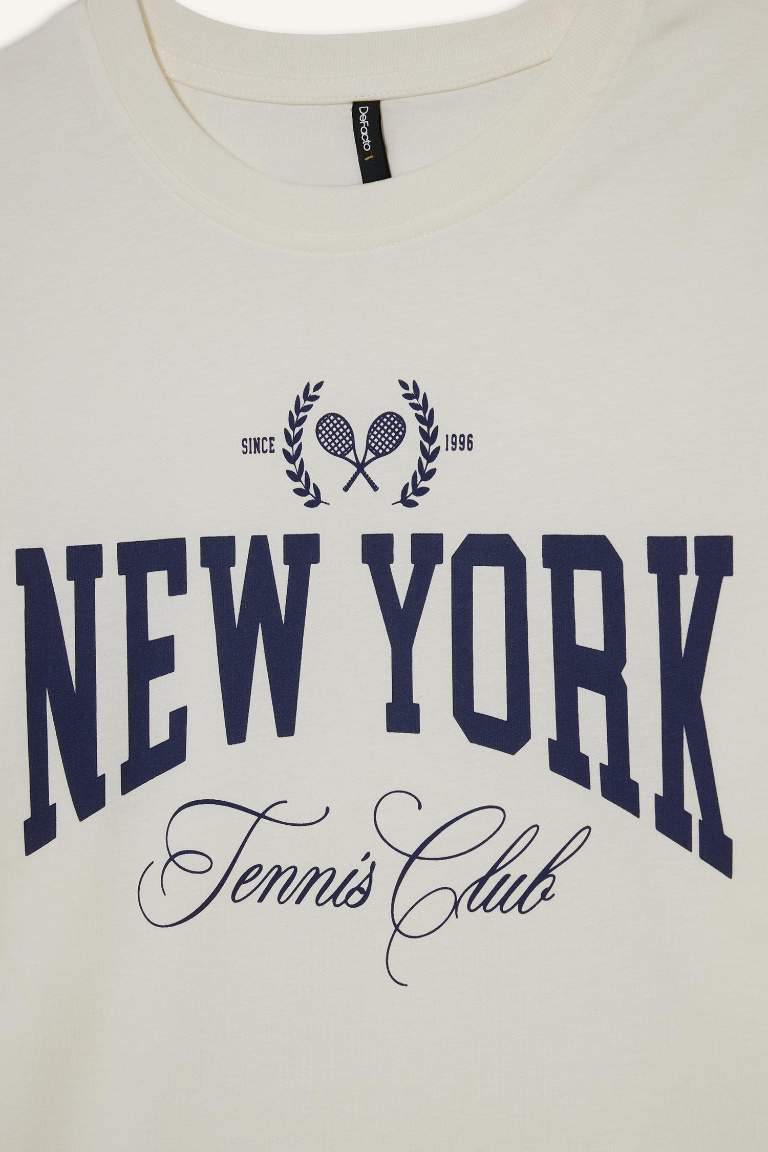 Oversize Fit Crew Neck Printed Short Sleeve T-Shirt